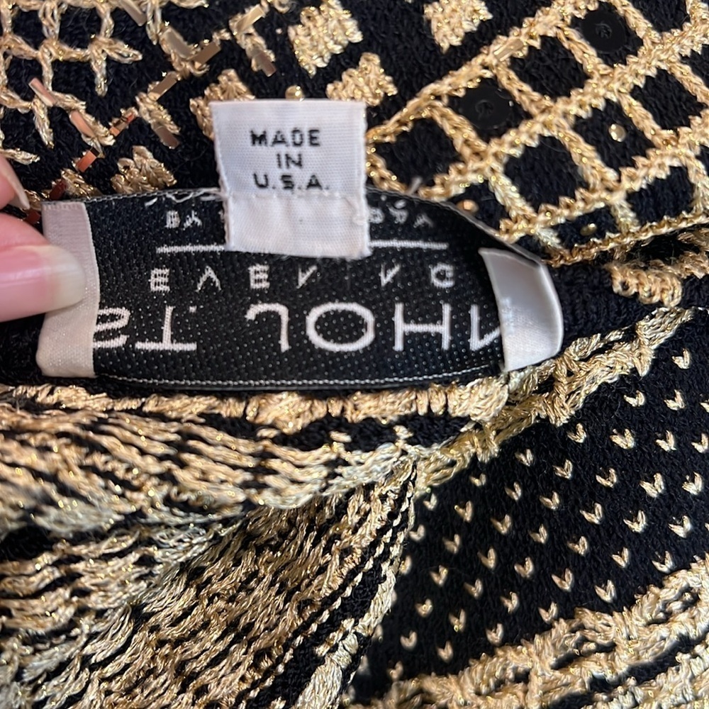 Vintage St. John by Marie Gray Gold & Black Sequins Cardigan Size S - Picture 8 of 10